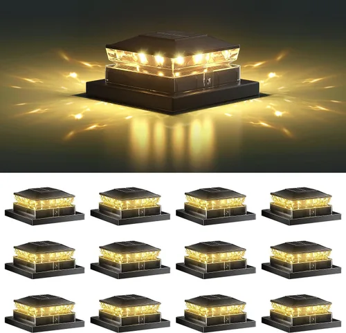 Vista 11 de Luces Solares para Tapas de Postes Paquete de 6, Luz Solar Impermeable para Poste de Valla, Luz Exterior Blanca IP65 de 4 x 4 para Terraza, Jardín