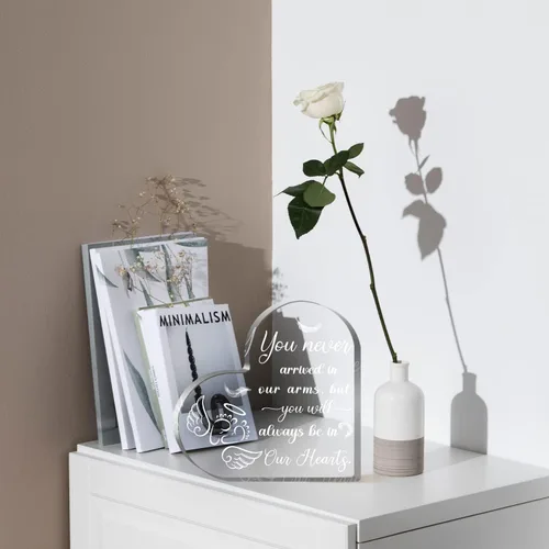 Vista 4 de Regalos de aborto espontáneo para madres, pisapapeles de corazón acrílico como recuerdo, regalo de condolencia por pérdida infantil, memorial por