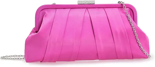Vista 19 de CHARMING TAILOR Bolso de embrague clásico plisado de satén adornado con diamantes para bodas, bailes, eventos de corbata negra