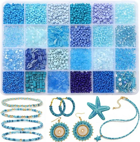 Vista 12 de Conjunto de joyería de pulsera a granel de perlas de tubo de corneta de Arco iris