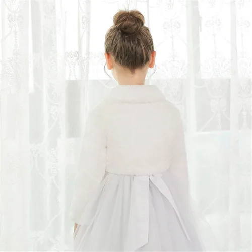 Vista 6 de Bolero de piel sintética de princesa para niñas, vestido de boda