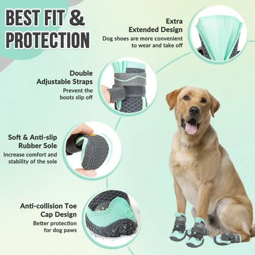 Vista 3 de SlowTon Zapatos para Perros para Perros Grandes, Pequeños y Medianos - Botas Transpirables para Perros para Pavimento Caliente de Verano, Protector