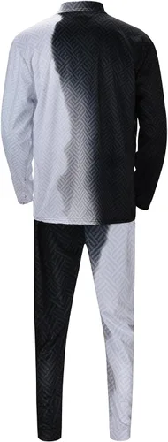 Vista 3 de Conjunto deportivo de 2 piezas para hombre, con cremallera, camiseta polo y pantalones a rayas, informal, para gimnasio, atletismo, ropa deportiva