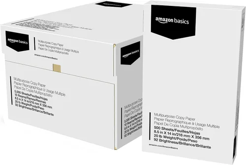 Vista 13 de Amazon Basics - Papel para impresora multiusos, 20 libras, 8.5 x 11 pulgadas, 1 resma (500 hojas), blanco, luminosidad 92 GE