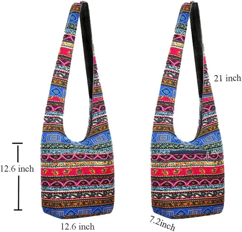 Vista 3 de KARRESLY - Bolso bandolera de algodón bohemio, estilo hippie, hecho a mano