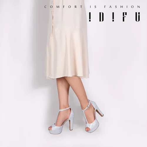 Vista 6 de IDIFU IN5 Polly - Sandalias de tacón alto grueso con correa en T para mujer, sandalias sexy con punta abierta, para boda, fiesta, graduación