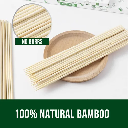 Vista 6 de Garsum Brochetas de bambú natural para barbacoa, pinchos de madera para frutas variadas, kebabs, parrilla, recursos naturales altamente renovables