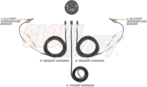 Vista 2 de GlowShift Kit de medidor de temperatura dual digital de 10 colores de 302.0 °F, para refrigerante de agua, aceite, temperatura de transmisión