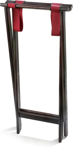 Vista 3 de New Star Foodservice 20021 Soporte de bandeja de madera de abedul maciza con acabado caoba, 31 pulgadas, marrón