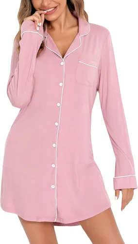 Vista 5 de Camisones para mujer, con botones, manga corta, camisón de pijama suave