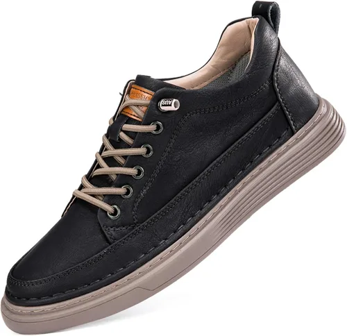 Vista 2 de Zapatos invisibles de aumento de altura para hombre, zapatillas de deporte transpirables con cordones Oxford, zapatos de elevación de tacón oculto