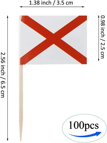Vista 2 de QQSD Bandera de palillo de dientes de Alabama para decoración de cupcakes, 100