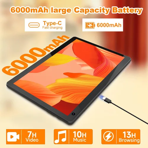 Vista 5 de Tablet Android 15 de 10 pulgadas, tableta 2 en 1 con teclado. 8GB RAM+32GB ROM compatible con tabletas PC expandibles de 1TB, CPU de cuatro núcleos