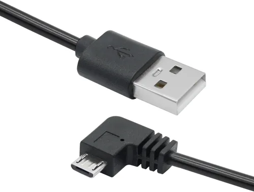 Vista 2 de Cable de alimentación micro USB de 90 grados para cámara de tablero de 11 pies, cable de carga USB en ángulo izquierdo, solo alimentación,