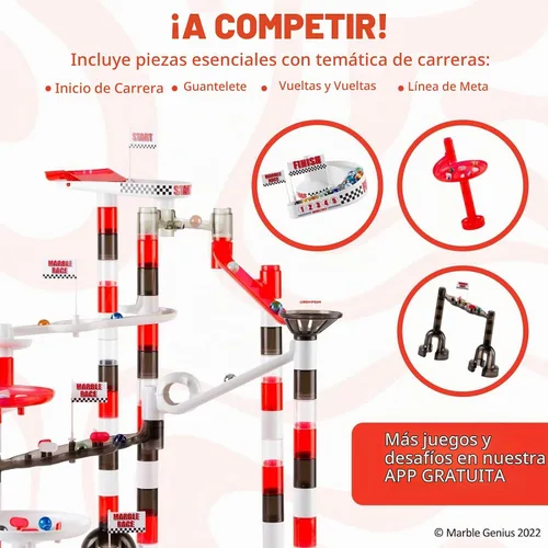 Vista 11 de Marble Genius Juego de carreras de Marble Run: 125 piezas Marble Run Racing Set Juguetes para niños, Bloques de construcción de torre de laberinto