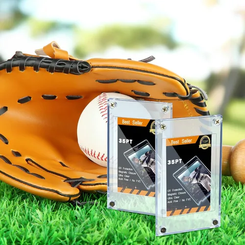Vista 5 de 5 piezas de 4 tornillos acrílico titular de la tarjeta 35PT para tarjetas de intercambio de béisbol Clear Display Case, Baseball Football Sports