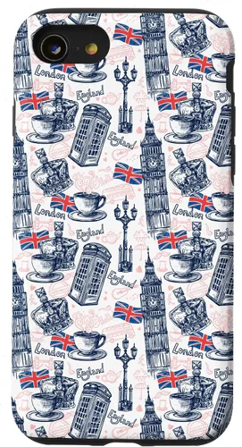 Vista 18 de Funda para iPhone 16 London con Big Ben, Booth, Union Jack, funda de té inglés