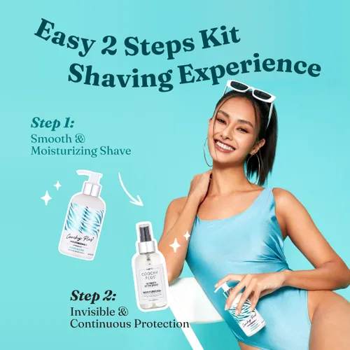 Vista 2 de Kit completo de afeitado íntimo IntiMD Coochy Plus - Coco Allure y humectante calmante de protección después del afeitado orgánico - Fórmula