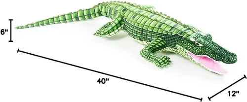 Vista 7 de ERDAO Peluche de cocodrilo, juguete realista de cocodrilo grande, 39.3 pulgadas, verde