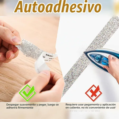 Vista 6 de 4 rollos de cinta de diamantes de imitación de cristal, cinta autoadhesiva con diamantes de imitación, envoltura de diamantes para manualidades