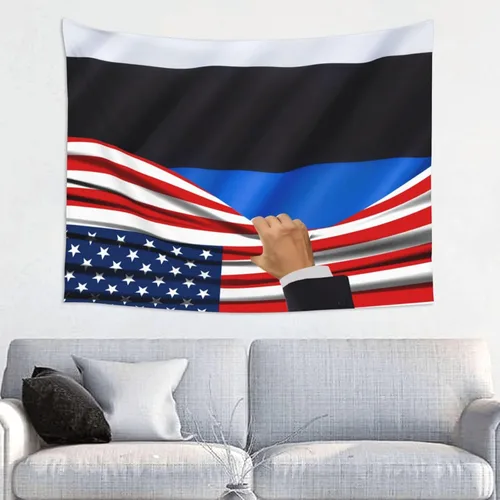 Vista 11 de Tapiz decorativo para pared, diseño de bandera estadounidense y bandera de Belice, manteles de arte hippie de 29 x 37 pulgadas para dormitorio, sala