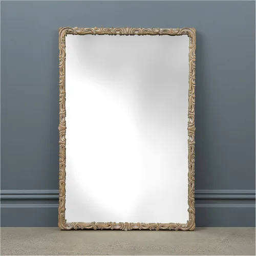 Vista 7 de Best Home Fashion Espejo de pared adornado con arco o corona, marco de madera con acabado dorado, forma rectangular, 40 pulgadas de largo x 24