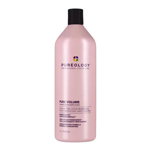 Vista 2 de Pureology Champú Pure Volume - Mejora el volumen y el movimiento, champú ligero para cabello fino, plano, teñido y sin sulfatos y vegano