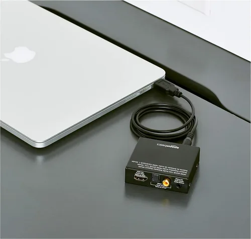 Vista 6 de Amazon Basics Convertidor extractor HDMI a HDMI y audio (RCA estéreo o Spdif) de 4K a 30Hz, negro
