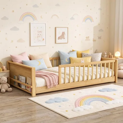 Vista 22 de Bellemave Cama Montessori de tamaño matrimonial con tablillas Blanco