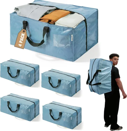 Vista 33 de WORKPRO 1 paquete de bolsas de mudanza extra grandes con cremalleras y asas de transporte, correas de mochila, bolsa de almacenamiento resistente