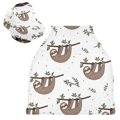 Vista 8 de Funda de lactancia, bufanda de lactancia, lindo Doodle Sloth fundas de asiento de coche para bebés bebés, funda para cochecito, toldo para asiento