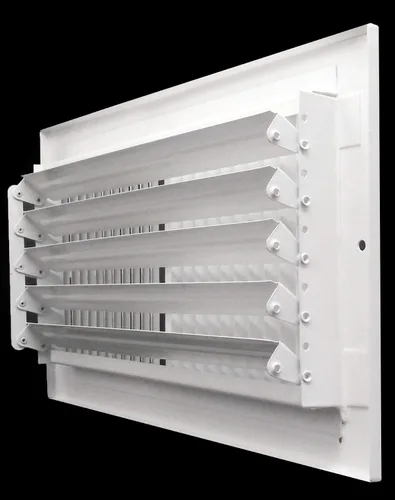 Vista 5 de Rejilla de suministro de aire vertical de 2 vías de 30,5 cm x 20 cm - Tapa de ventilación y difusor - Cara plana estampada - Blanco.