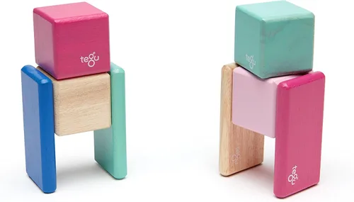 Vista 11 de Juego de bloques de madera magnéticos Tegu Pocket Pouch de 8 piezas, Blossom