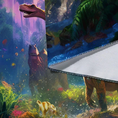 Vista 7 de Tapiz decorativo de dinosaurio para dormitorio de niños, genial animal antiguo T-Rex Forest Art Tapices para colgar en la pared, póster