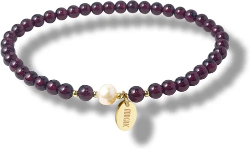 Vista 7 de Morchic - Pulsera elástica con cuentas de gemas naturales de 4 mm para mujeres, con perlas de agua dulce, regalo de cumpleaños de gemas energéticas