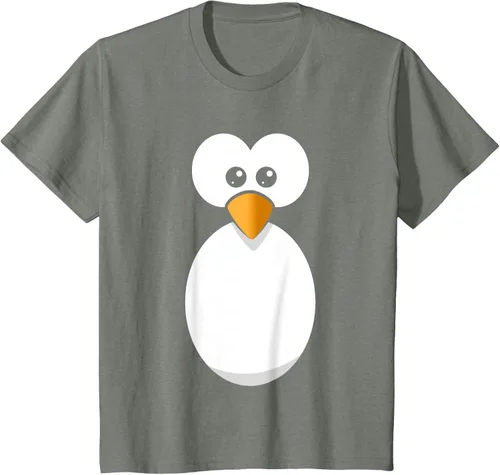 Vista 101 de Camiseta divertida con diseño de cara de pingüino o disfraz fácil, color negro, talla S