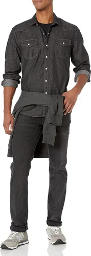 Vista 4 de Tienda Essentials - Camisa de mezclilla, corte regular y manga larga para hombre