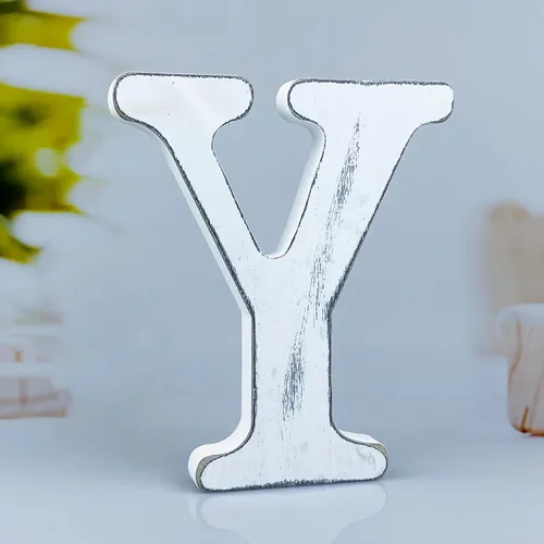 Vista 32 de Letras rústicas de madera blanca de 6 pulgadas, letras de madera sin terminar para decoración de pared, letras blancas retro de pie, decoración