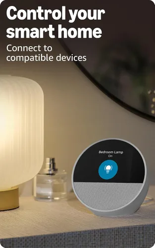 Vista 7 de Amazon Echo Spot: ideal para mesitas de noche, oficinas y cocinas, incluye despertador inteligente con Alexa (negro)