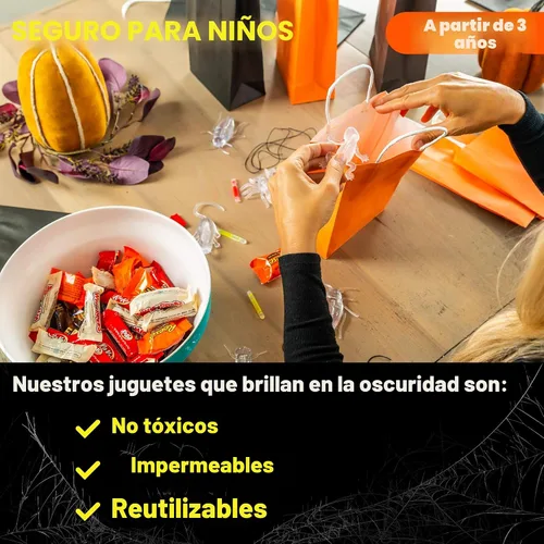 Vista 5 de Glow Critters y Halloween Trick or Treat - Esqueletos y calabazas brillantes - Bastones brillantes para fiestas - Suministros de fiesta que brillan