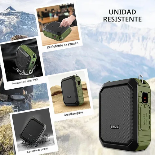 Vista 6 de Amplificador de voz inalámbrico Bluetooth Micrófono para profesor de 18 W, impermeable, amplificador de voz portátil, micrófono recargable