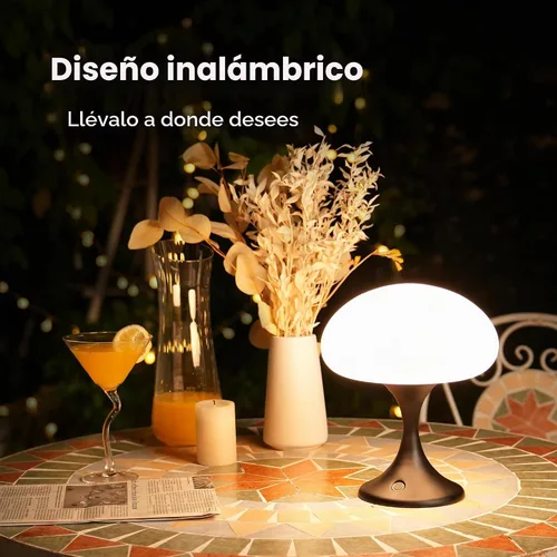 Vista 5 de MAGCHARM Lámpara de mesa recargable LED de 5 W con pantalla de cristal, pequeña luz táctil retro regulable con 3 temperaturas de color, luz estética