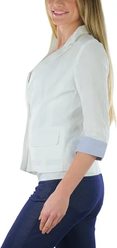 Vista 46 de ToBeInStyle Blazers de manga larga con cremallera y botones para mujer