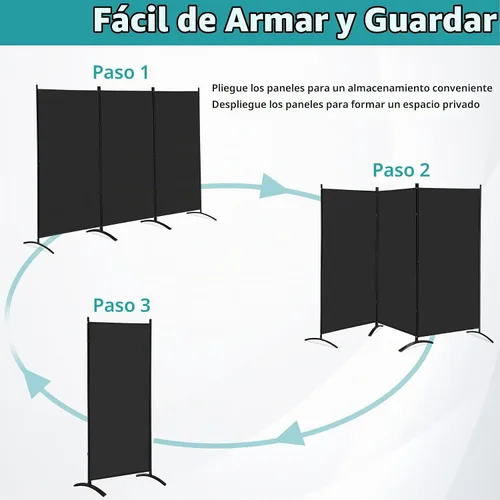 Vista 4 de ZENY Divisor de habitación, 3 paneles plegables de privacidad, panel divisor de habitación independiente para el hogar, oficina, habitación, 101