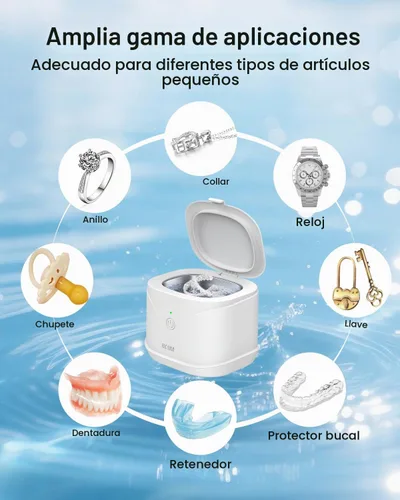 Vista 5 de BCOM Máquina limpiadora ultrasónica de retenedor, cápsula de limpieza dental de 46 Khz para frenos, protector nocturno, protector bucal, cepillo