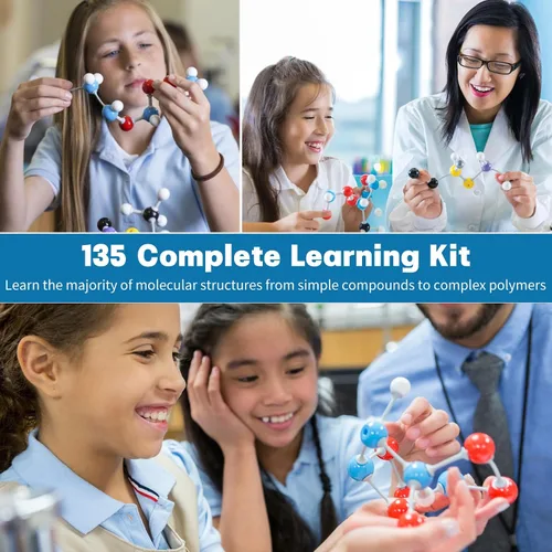Vista 4 de Kit de modelo de química de 135 piezas, kits de modelo molecular portátil Kit de modelado Orgo para estudiantes, profesores orgánicos, aprendizaje