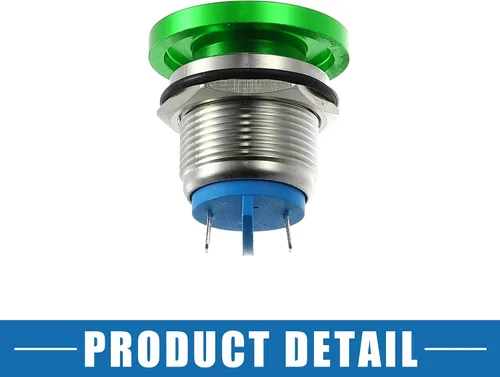 Vista 7 de Impermeable IP65 Momentaria Cabeza de Seta Interruptor de Botón para Coche Metal 0.748 in 3A 250V Botón Interruptor Verde (juego de 2)