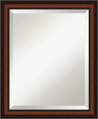 Vista 61 de Amanti Art Espejo de pared marrón de 26 x 22 pulgadas, espejo rectangular de baño de Alejandría marrón rústico para decoración de pared, sala