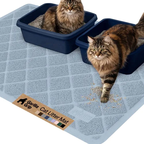 Vista 70 de GORILLA GRIP Tapete para caja de arena para gatos, resistente al agua, respaldo texturizado, fácil de limpiar, menos residuos y suelos limpios, 17 x