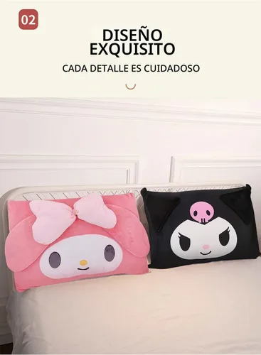 Vista 2 de Funda de almohada linda de dibujos animados de anime de doble cara de felpa para decoración de dormitorio de niña, funda de almohada de algodón